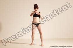 Underwear Martial art Woman White Moving poses Slim medium brown Dynamic poses Academic